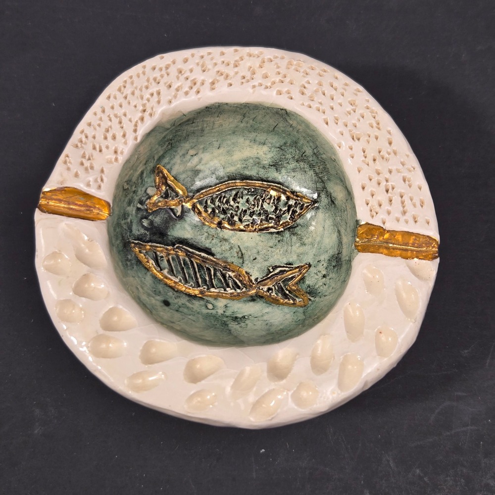 Skinazy Paris - Fish Ceramic Ashtray Dish 1 Piece Studio Paris Glazed Pottery